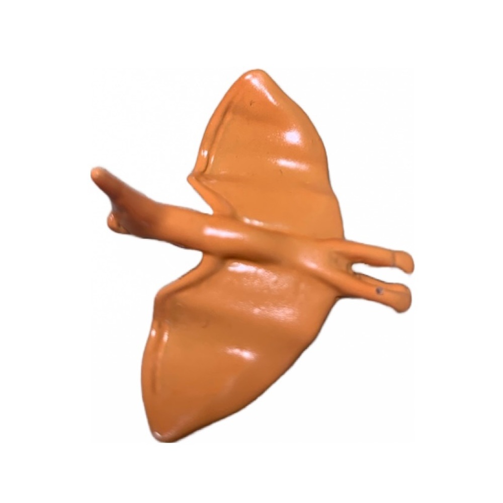 Pterodactyl pendant Orange painted metal art. Free black leather cord.